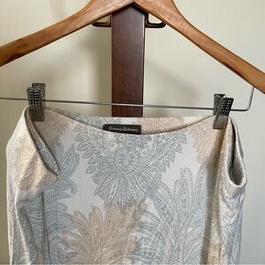 Soft, Beachy, High-Low XL Skirt by Tommy Bahama in Cream and Gray